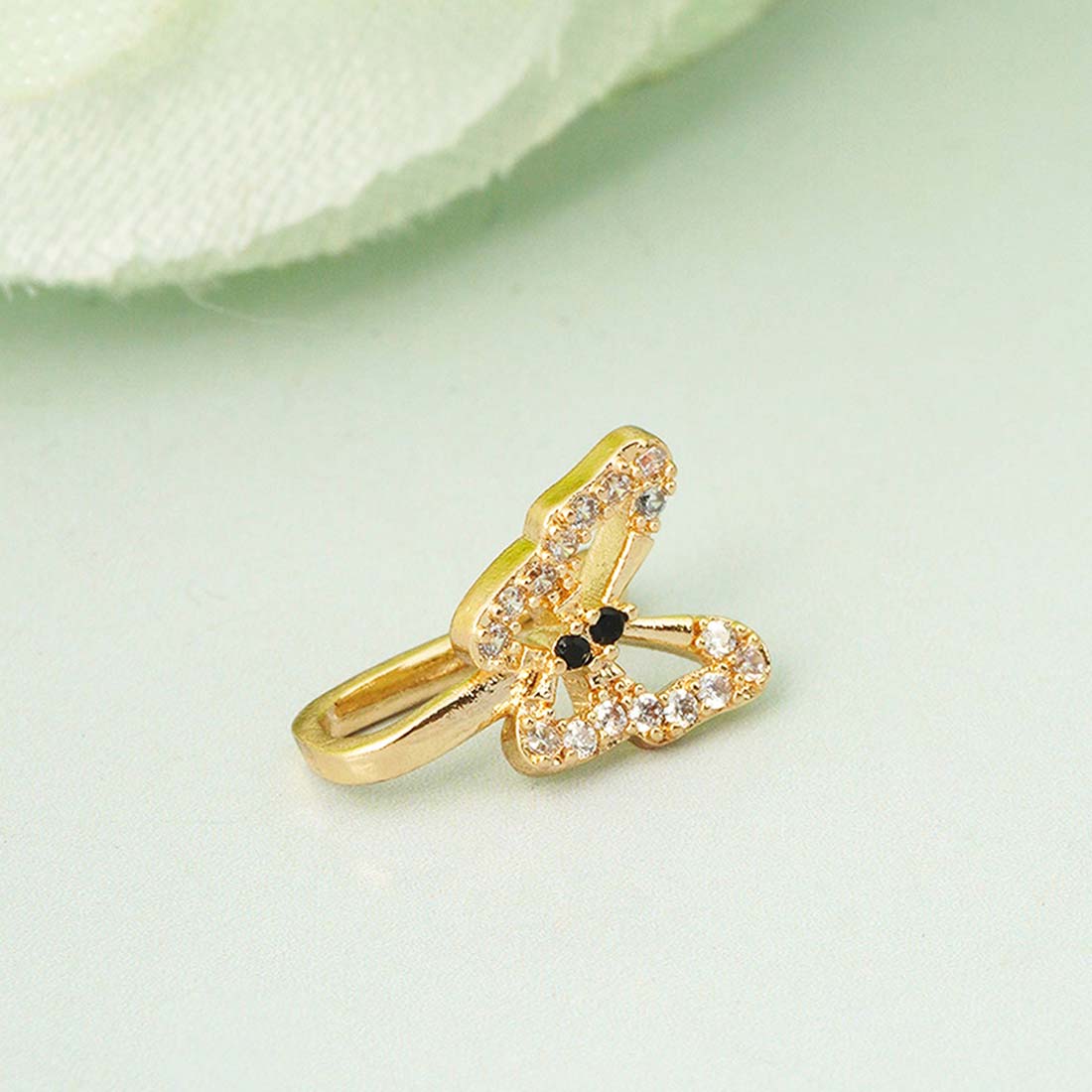 Gold butterfly nose on sale ring