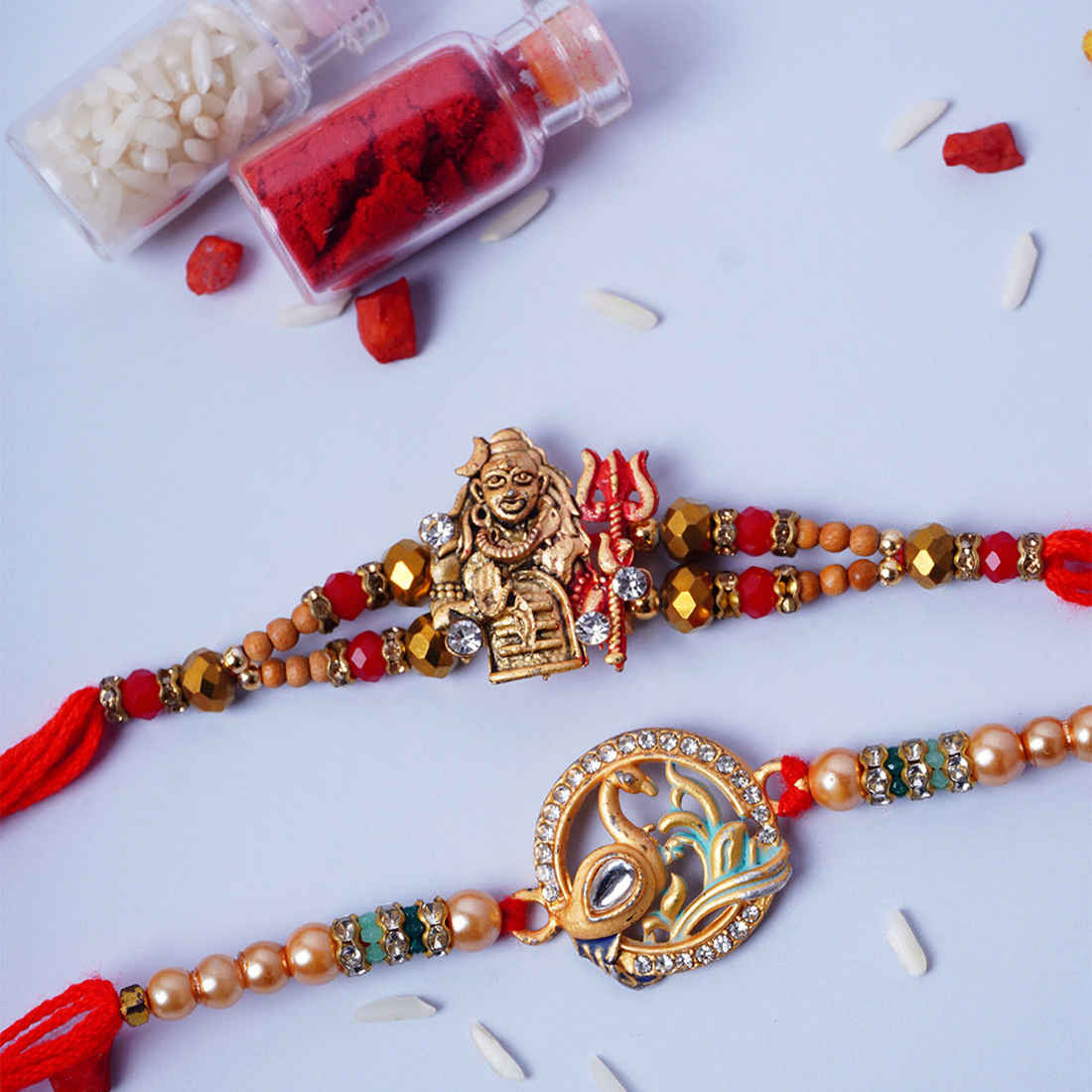 Shiva Meenakari Rakhi Set of 2