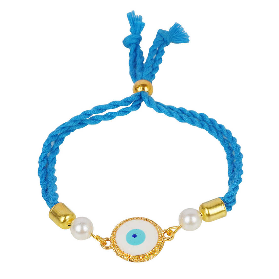 Gold Lined Round White Evil Eye Rakhi