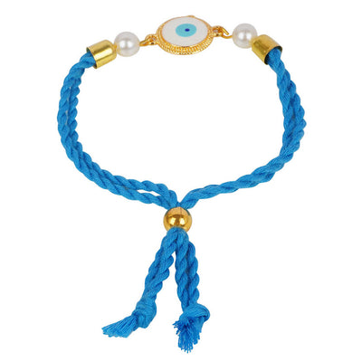 Gold Lined Round White Evil Eye Rakhi