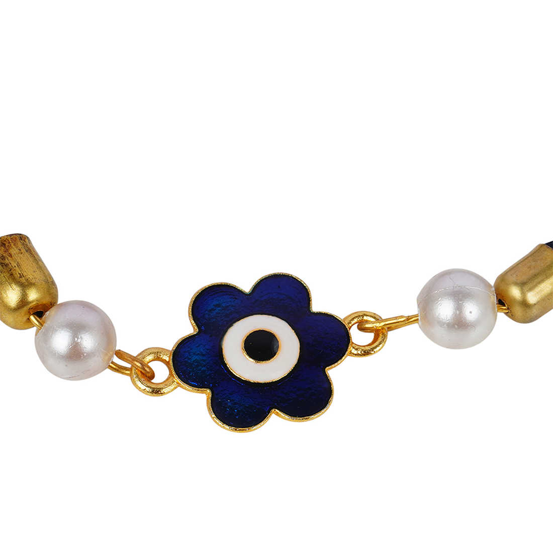 Dark Blue Floral Evil Eye Thread Rakhi