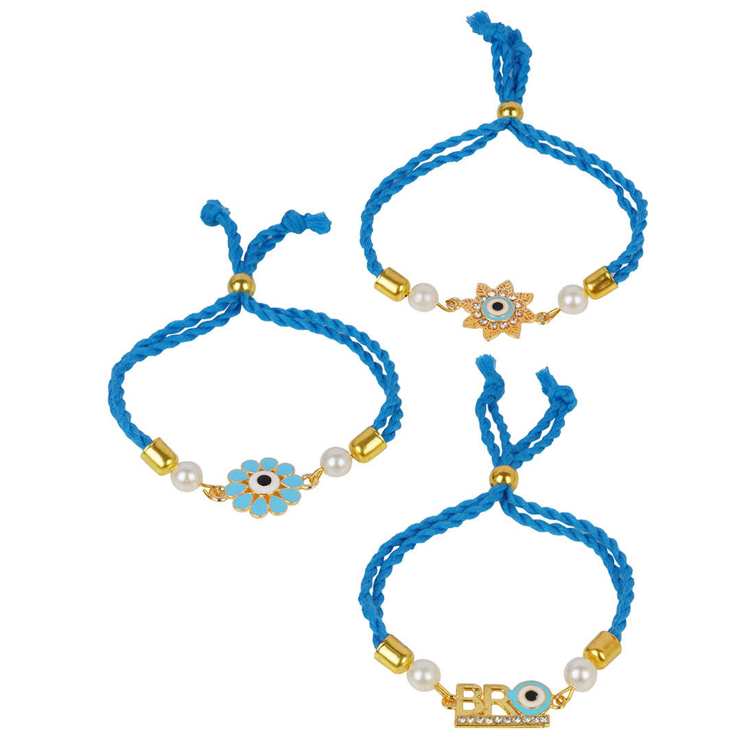 Ferosh Evil Eye Rakhi and Bro Rakhi Set of 3 with Roli Chawal