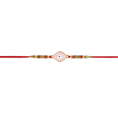 Pink Diamond-Shaped Evil Eye Thread Rakhi