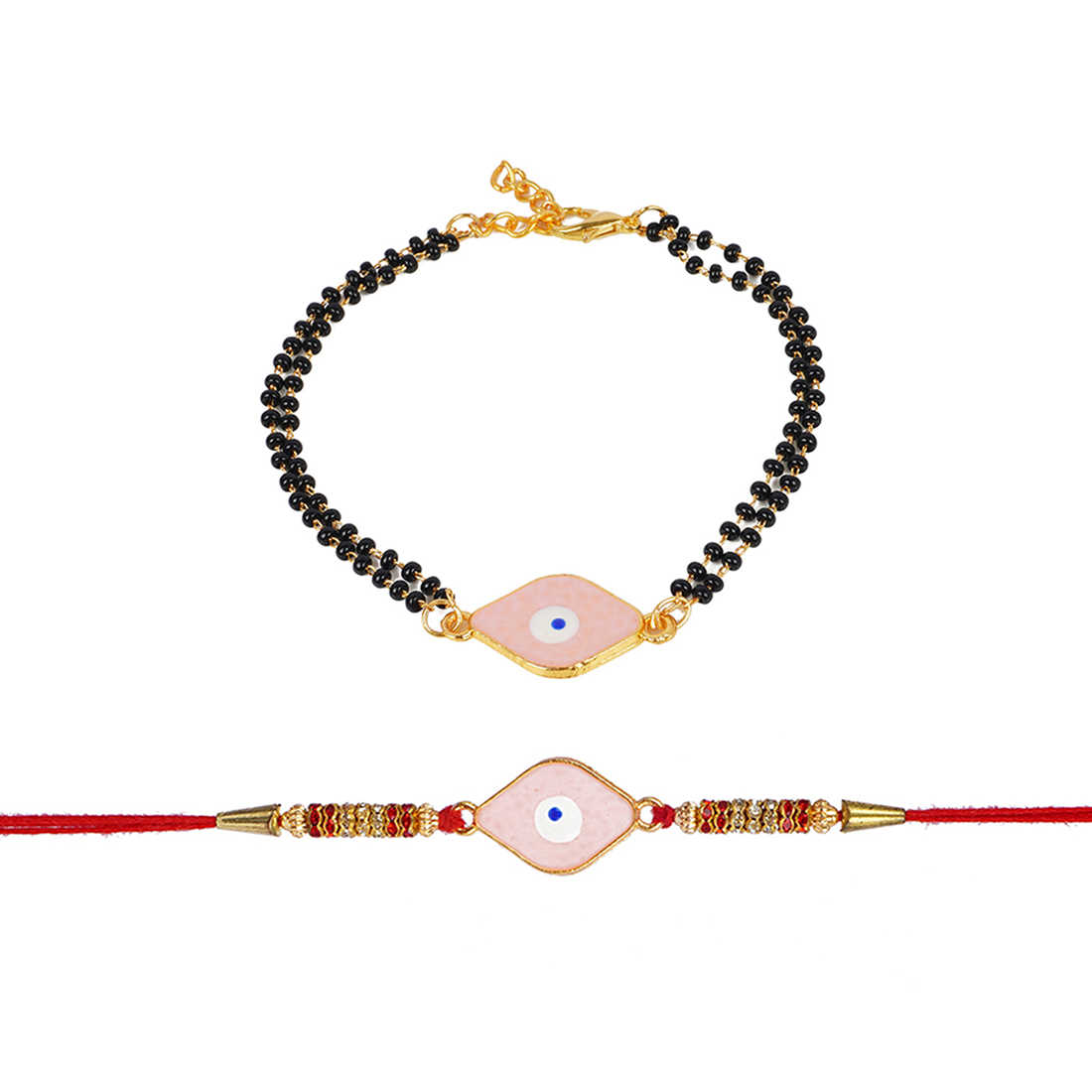 Pink Diamond Evil Eye Rakhi Set of 2