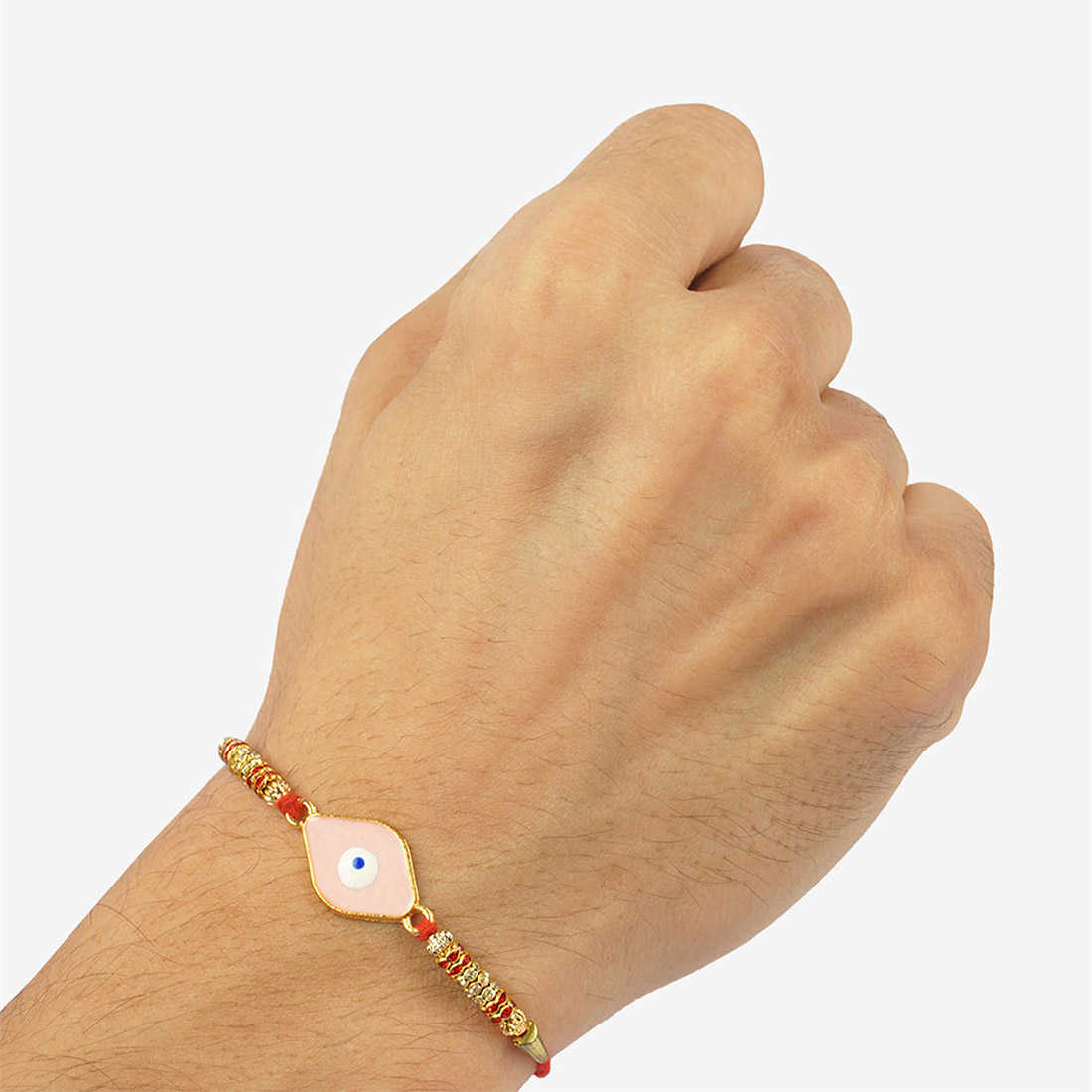 Pink Diamond Evil Eye Rakhi Set of 2