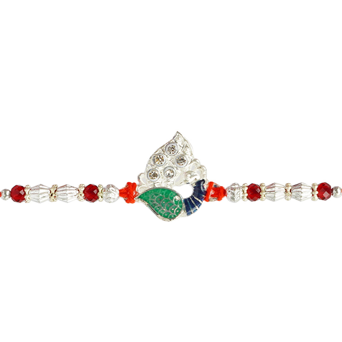 Green Crystal Mor Pankh Rakhi