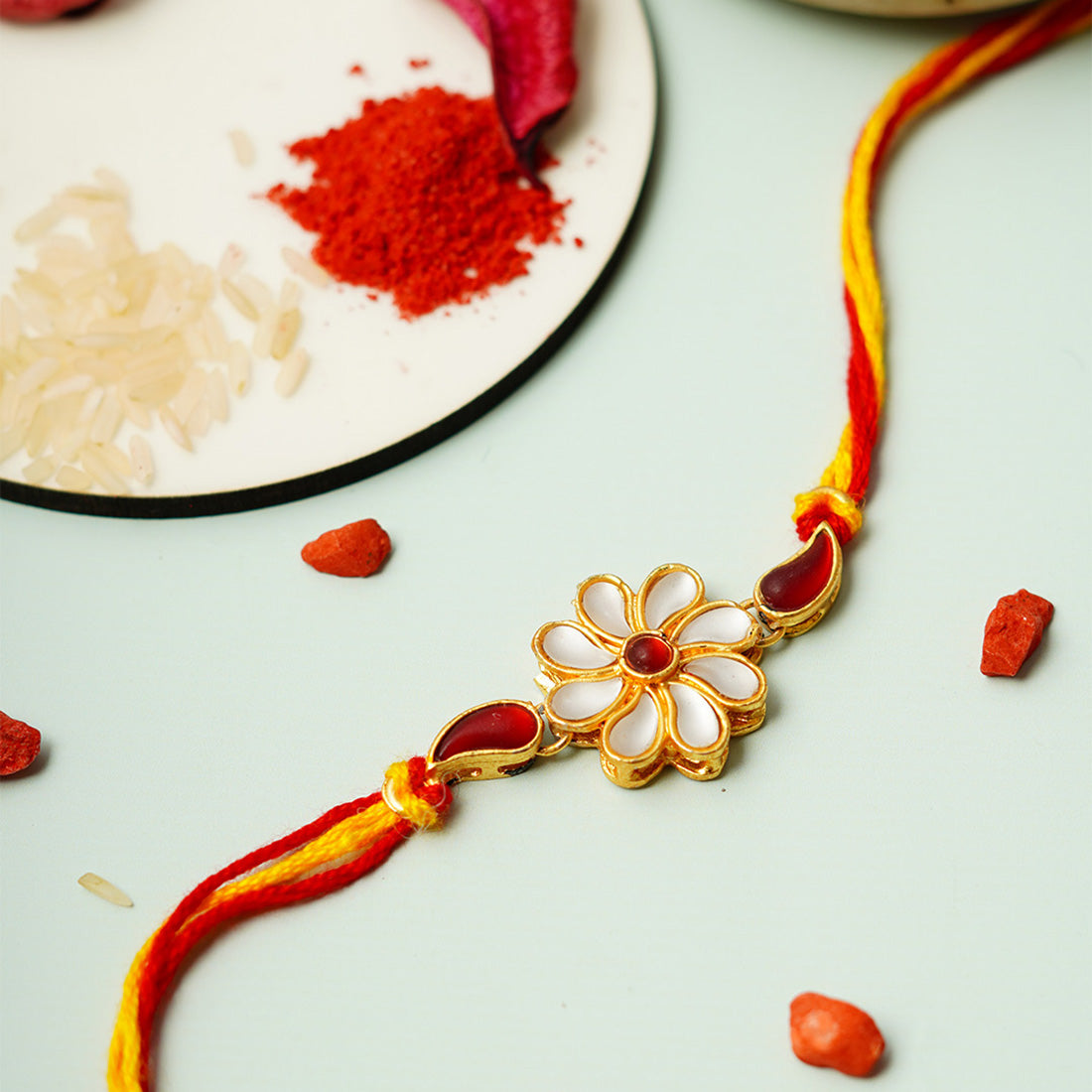 White Flower Thread Rakhi