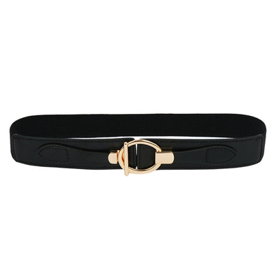 Gold Buckle Wide Black Belt