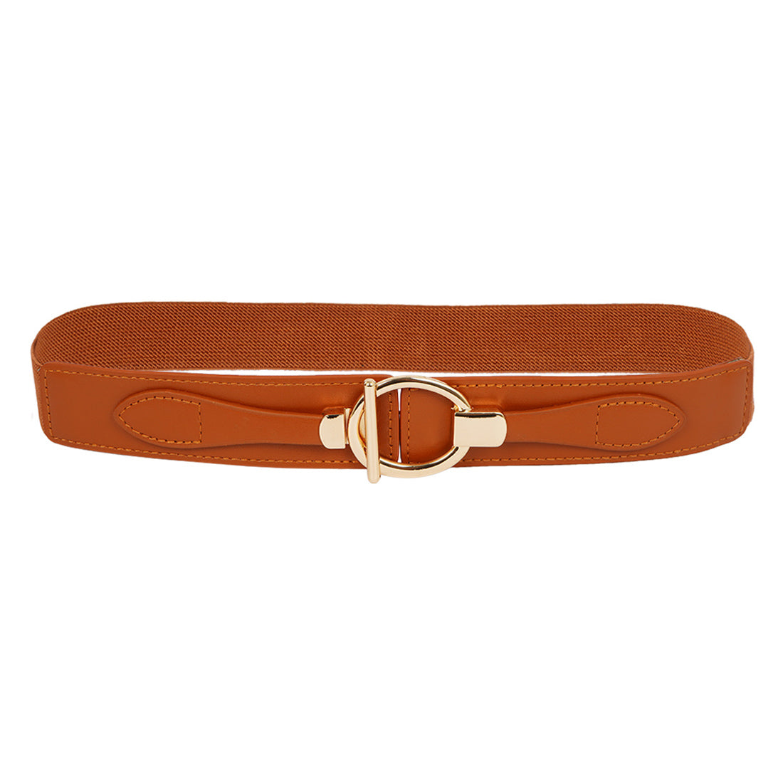 Gold Buckle Wide Brown Belt