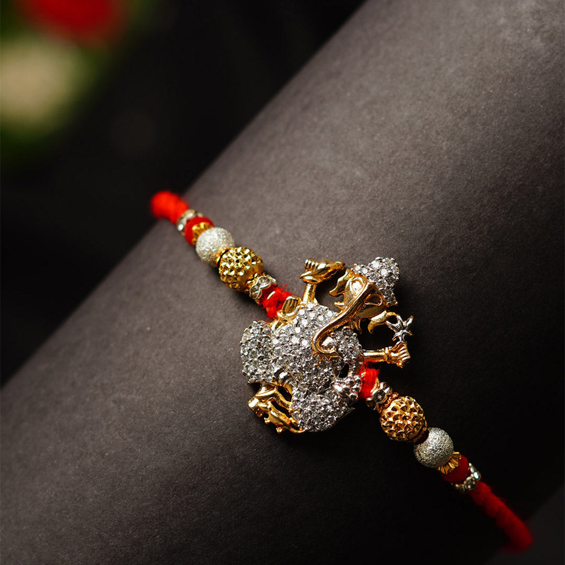 Crystal Embellished Shri Ganesh Religious Rakhi