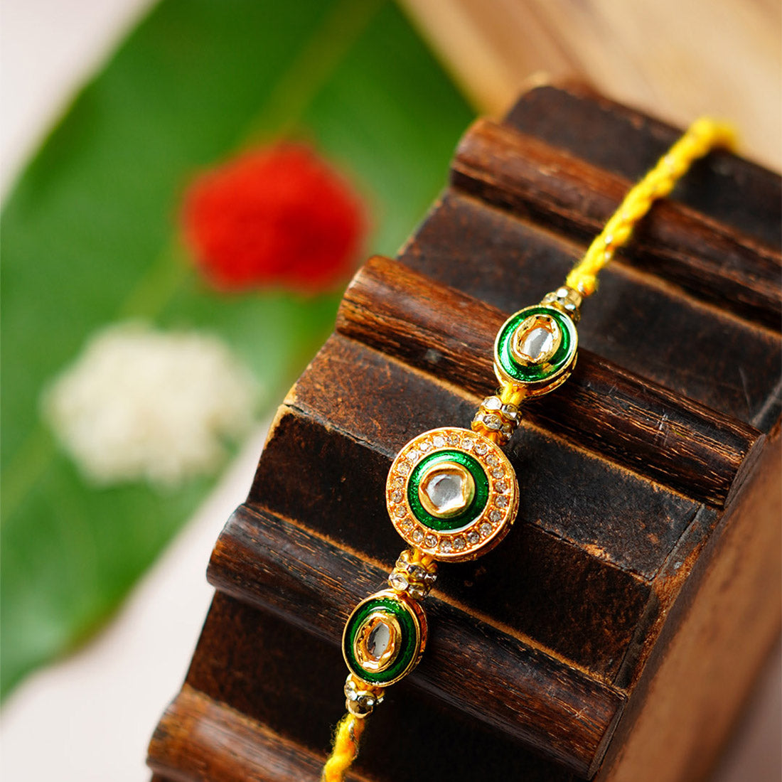 Green Crystal Kundan Rakhi