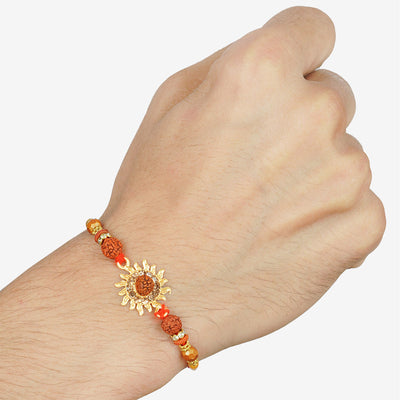 Sun Motif Rudraksh Religious Rakhi