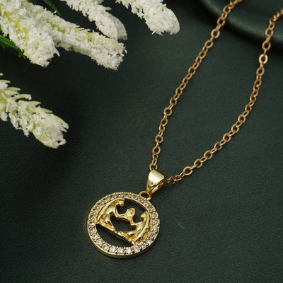 Rhinestone Studded Gemini Zodiac Necklace