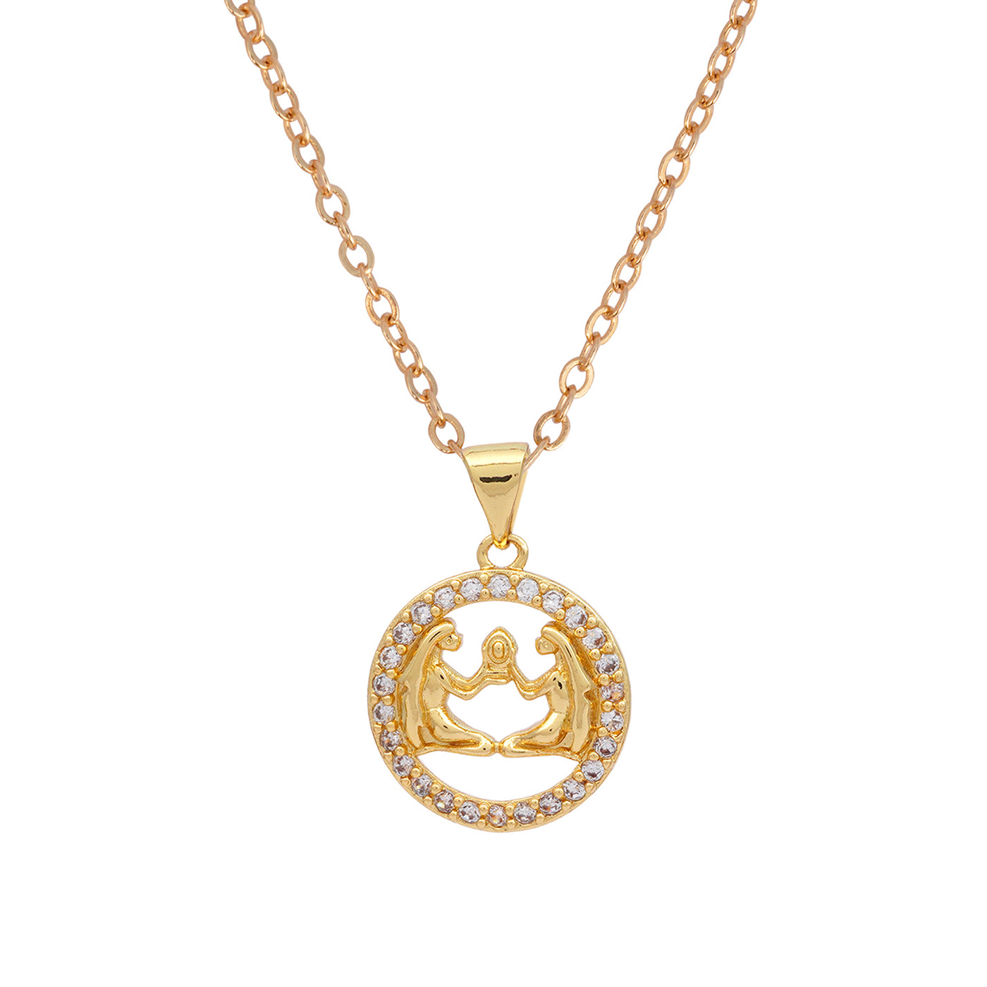 Rhinestone Studded Gemini Zodiac Necklace