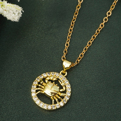 Rhinestone Studded Cancer Zodiac Necklace