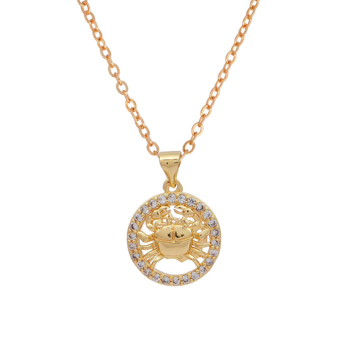 Rhinestone Studded Cancer Zodiac Necklace