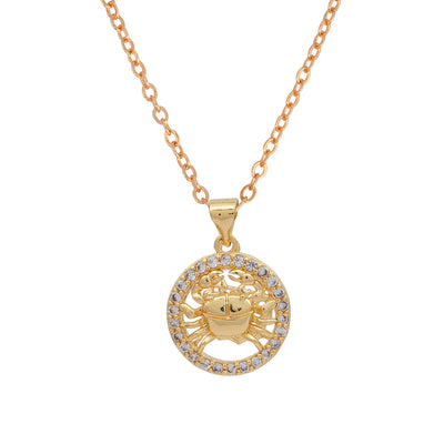 Rhinestone Studded Cancer Zodiac Necklace