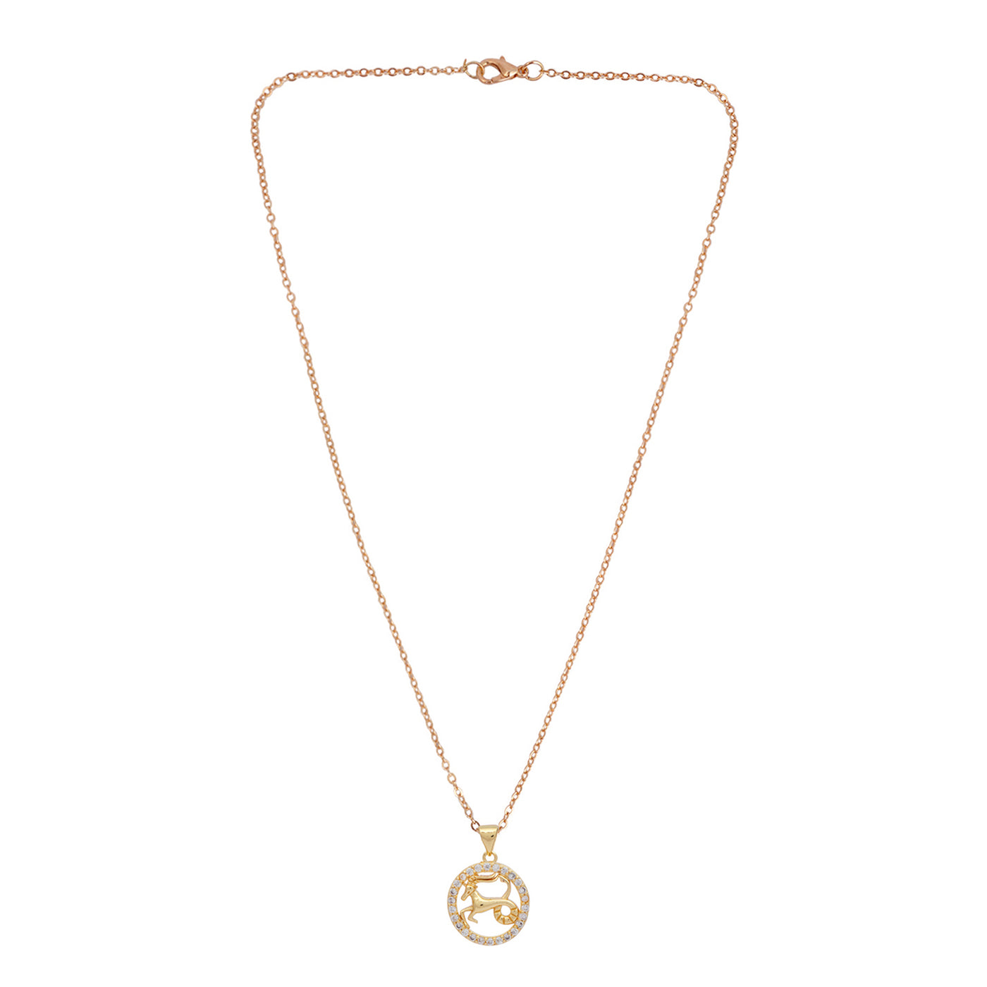 Rhinestone Studded Aries Zodiac Necklace