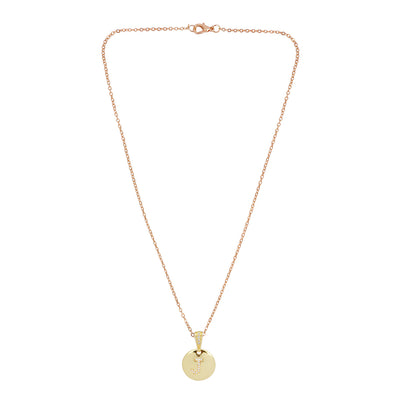 Crystal Studded Alphabet J Gold Coin Necklace