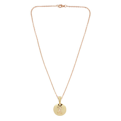 Crystal Studded Alphabet X Gold Coin Necklace