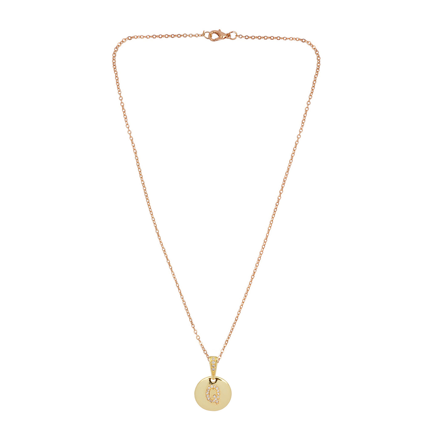 Crystal Studded Alphabet G Gold Coin Necklace