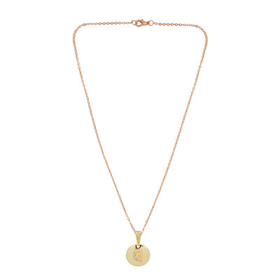 Crystal Studded Alphabet G Gold Coin Necklace