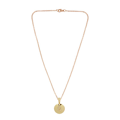 Crystal Studded Alphabet G Gold Coin Necklace