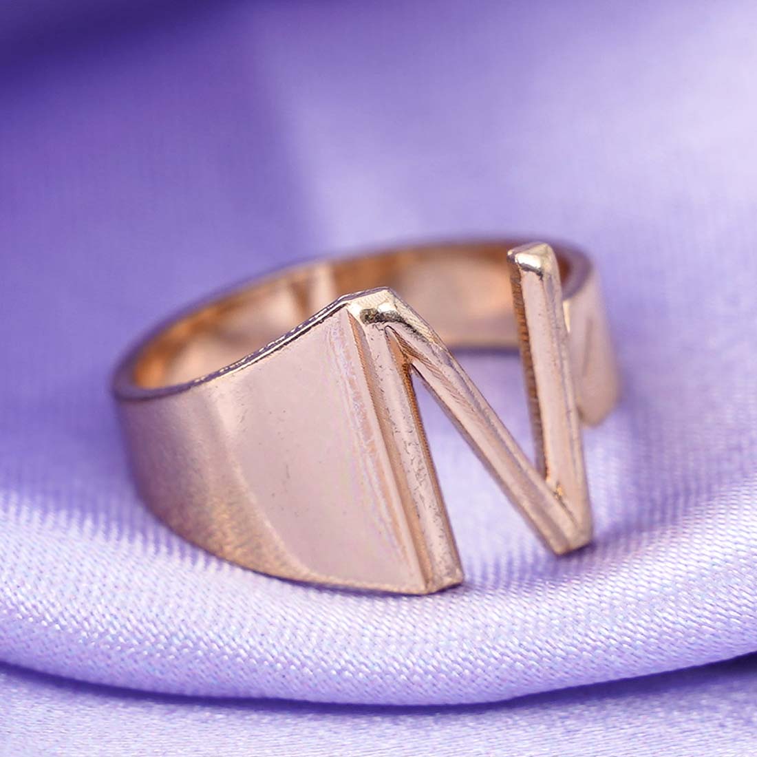 Alphabet N Gold Band Ring - Ferosh