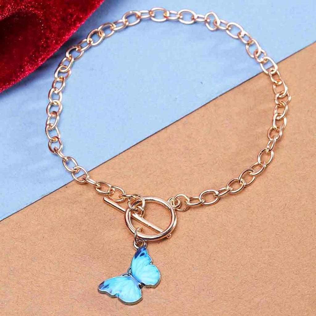 Colorful Blue Butterfly Stylish Bracelet For Girls Best Gift Silver Fancy  Stylish Bracelets for Girls Stylish Blue