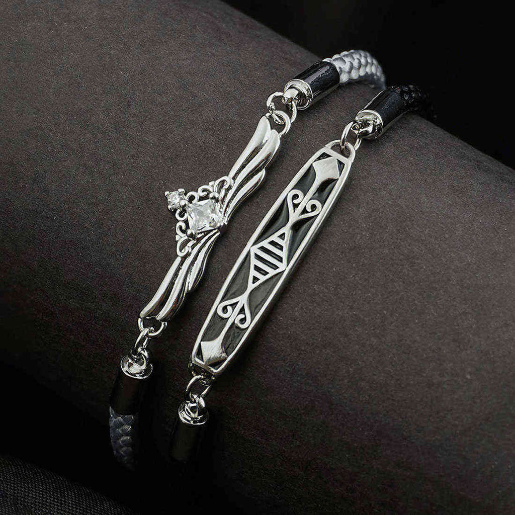 crystal silver couple bracelets