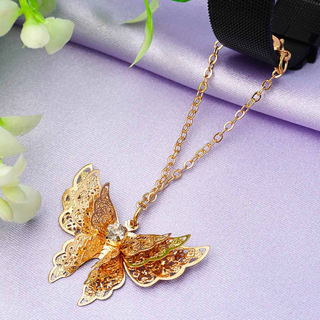 gold butterfly chain watch charm 850