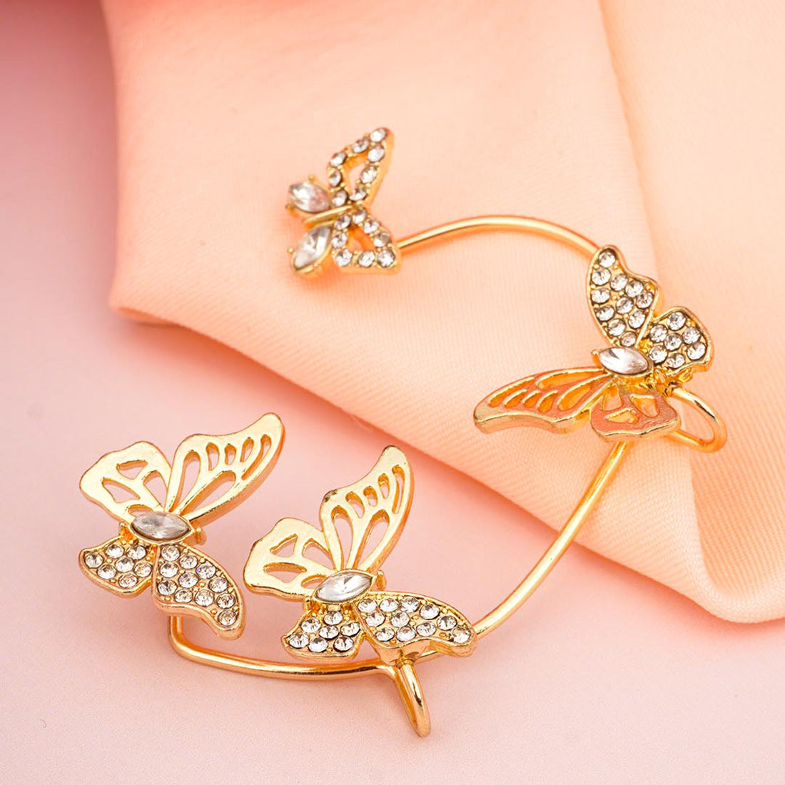 Buy online now Gold Crystal Butterfly Ear Cuffs from ferosh at a ...