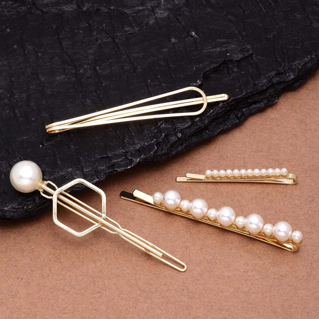 Hexagon Pearl Hairpins - Set of 4