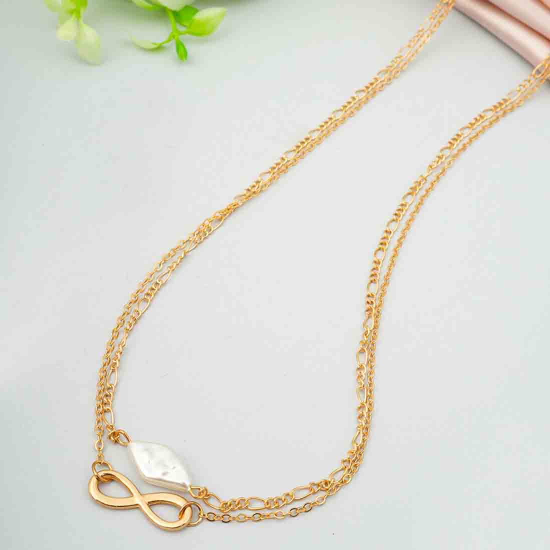 Pearl Stone Infinity Layered Belly Chain