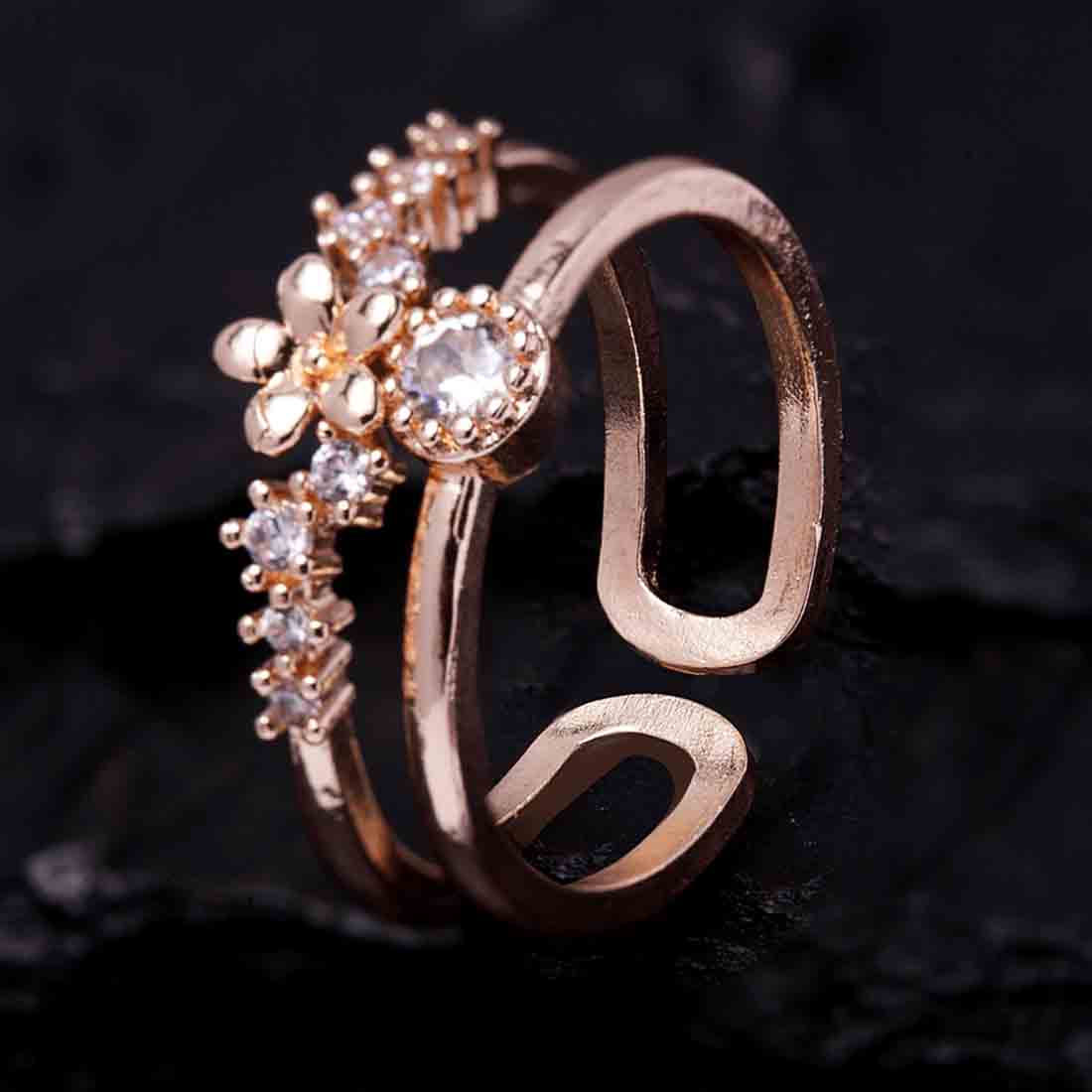 Princess Layered Rosegold Adjustable Ring