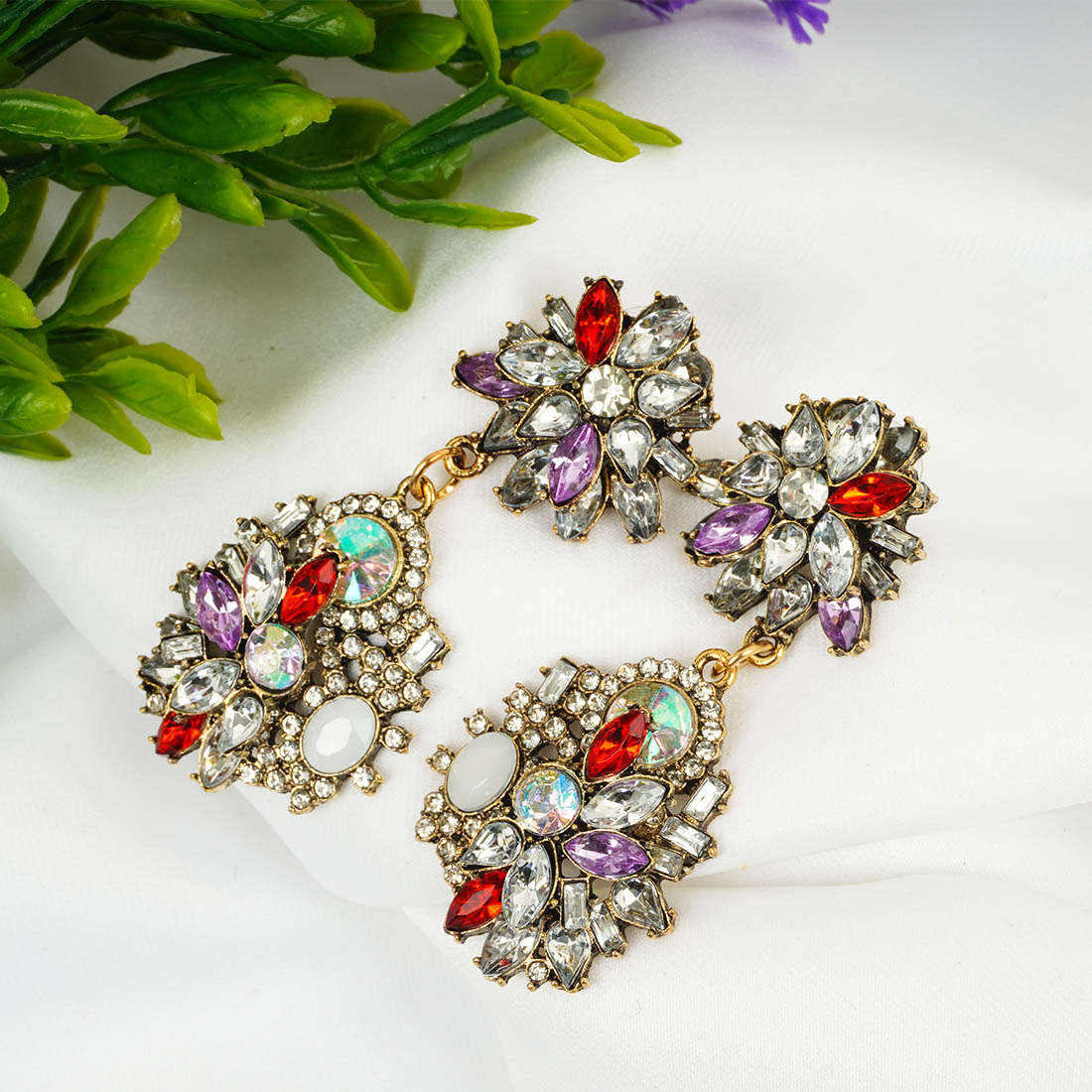 Red Rhinestone Drop Earrings Bridesmaid Prom Pageant Jewelry 3.8 inch | eBay