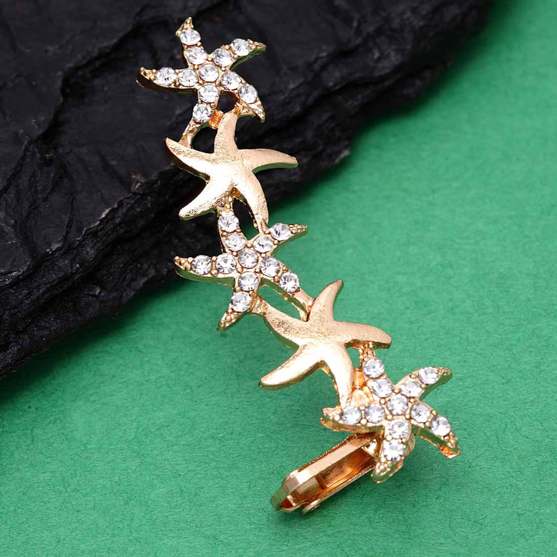 Rhinestone Five-Stars Ear Cuff - 1 Pc