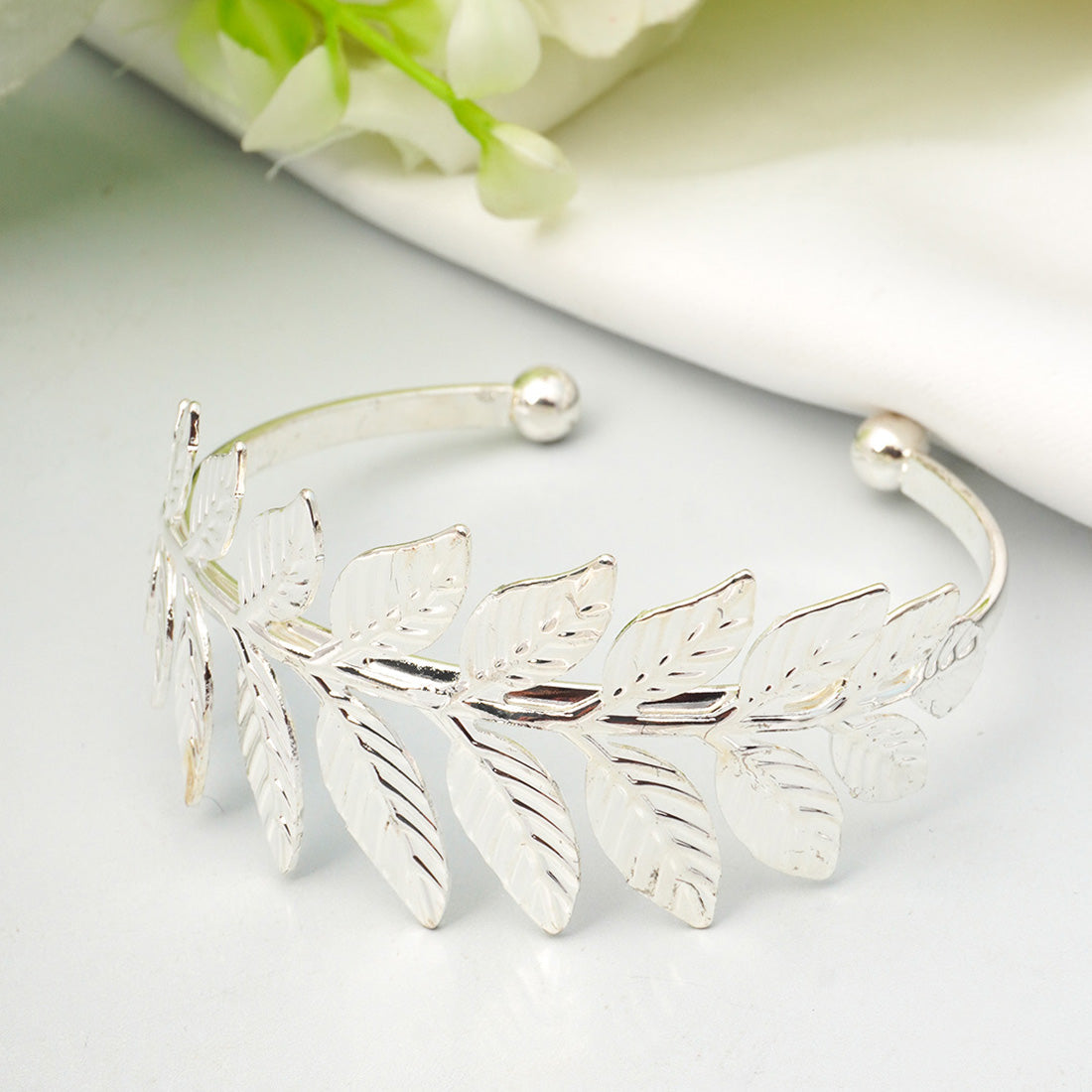 Silver Leaf Cuff Bracelet